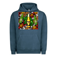 Pigment Midnight Navy beer bottles with golden snow Urban Hoodie - AdoDesignShop