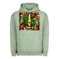 Pigment Oil Green beer bottles with golden snow Urban Hoodie - AdoDesignShop