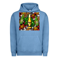 Pigment Pebble Blue beer bottles with golden snow Urban Hoodie - AdoDesignShop