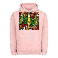 Pigment Salmon beer bottles with golden snow Urban Hoodie - AdoDesignShop