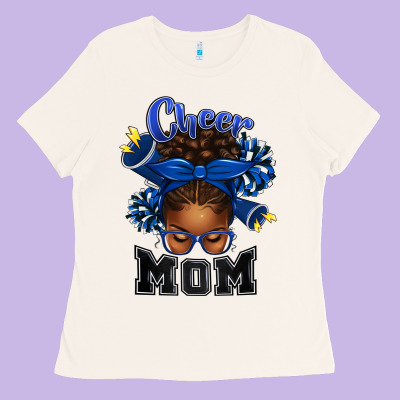 Cheer Mom Afro Messy Bun Ladies Tee Designed By Texasbilliewilder