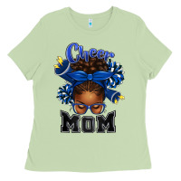 Matcha Cheer Mom Afro Messy Bun Ladies Tee - texasbilliewilder