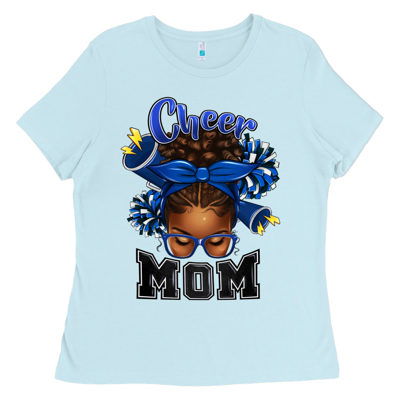 Cheer Mom Afro Messy Bun Ladies Tee by texasbilliewilder | Teevron