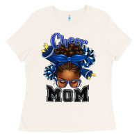 Bone Cheer Mom Afro Messy Bun Ladies Tee - texasbilliewilder