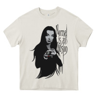 Cream Normal Is An Illusion - Morticia Addams Heavy Core Tee - trangStudio