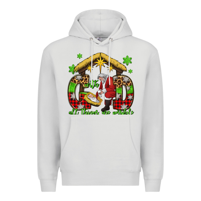 With God All Things Are Possible Santa Baby Jesus Premium Hoodie by Jasminsmagicworld | Teevron