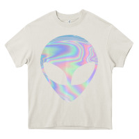 Cream Alien Head Colorful Laser Ufo Sighting Believe Area 51 Heavy Core Tee - trangStudio