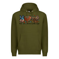 Army Green Western Peace Love American Golden Eagle Premium Hoodie - LillyAllenDesigns