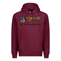 Burgundy Western Peace Love American Golden Eagle Premium Hoodie - LillyAllenDesigns