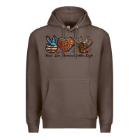 Coffee Western Peace Love American Golden Eagle Premium Hoodie - LillyAllenDesigns