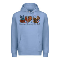 Colony Blue Western Peace Love American Golden Eagle Premium Hoodie - LillyAllenDesigns