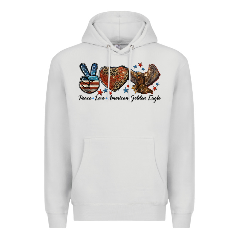 Western Peace Love American Golden Eagle Premium Hoodie by LillyAllenDesigns | Teevron