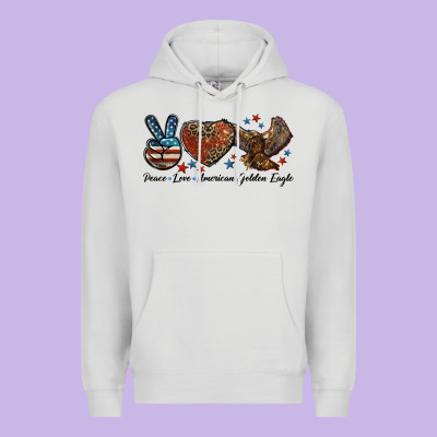 Western Peace Love American Golden Eagle Premium Hoodie Designed By Lillyallendesigns