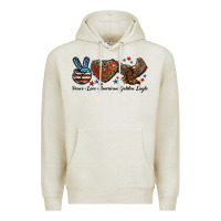 Oatmeal Heather Western Peace Love American Golden Eagle Premium Hoodie - LillyAllenDesigns