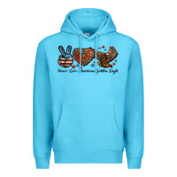Ocean Blue Western Peace Love American Golden Eagle Premium Hoodie - LillyAllenDesigns