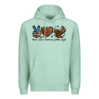 Seafoam Western Peace Love American Golden Eagle Premium Hoodie - LillyAllenDesigns