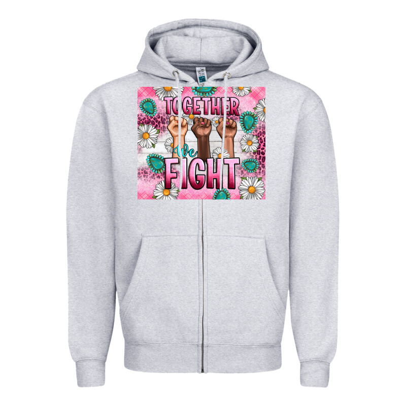 Breast Cancer Together Fight Zipper Hoodie by Artiststas | Teevron