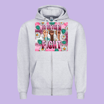 Breast Cancer Together Fight Zipper Hoodie Designed By Artiststas