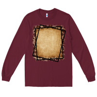 Burgundy Burlap and Leopard  Black Frame Long Sleeve Tee - CowCowDesign
