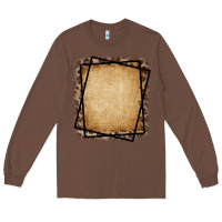 Chestnut Burlap and Leopard  Black Frame Long Sleeve Tee - CowCowDesign