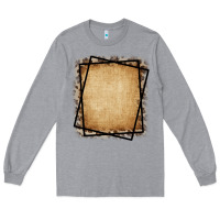 Heather Grey Burlap and Leopard  Black Frame Long Sleeve Tee - CowCowDesign