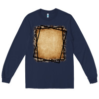 Navy Burlap and Leopard  Black Frame Long Sleeve Tee - CowCowDesign