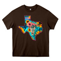 Chocolate Brown Western Sunflower, Rose, Gemstsone, Turquoise Bull Skull Heavy Core Tee - Bettercallsaul