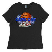 Black Game day Basketball Ladies Tee - NancyCooperArtShop
