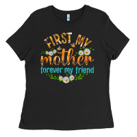 Black First My Mother Forever My Friend with Daisies Ladies Tee - texasbilliewilder