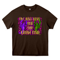 Chocolate Brown mardi gras i'm just here for the craw fish with lobster Heavy Core Tee - RanaPortraitStore
