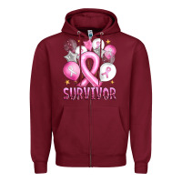 Burgundy Balloons cancer ribbon survivor Zipper Hoodie - Artiststas