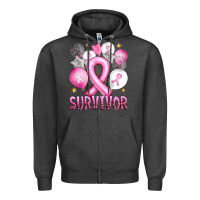Charcoal Heather Balloons cancer ribbon survivor Zipper Hoodie - Artiststas
