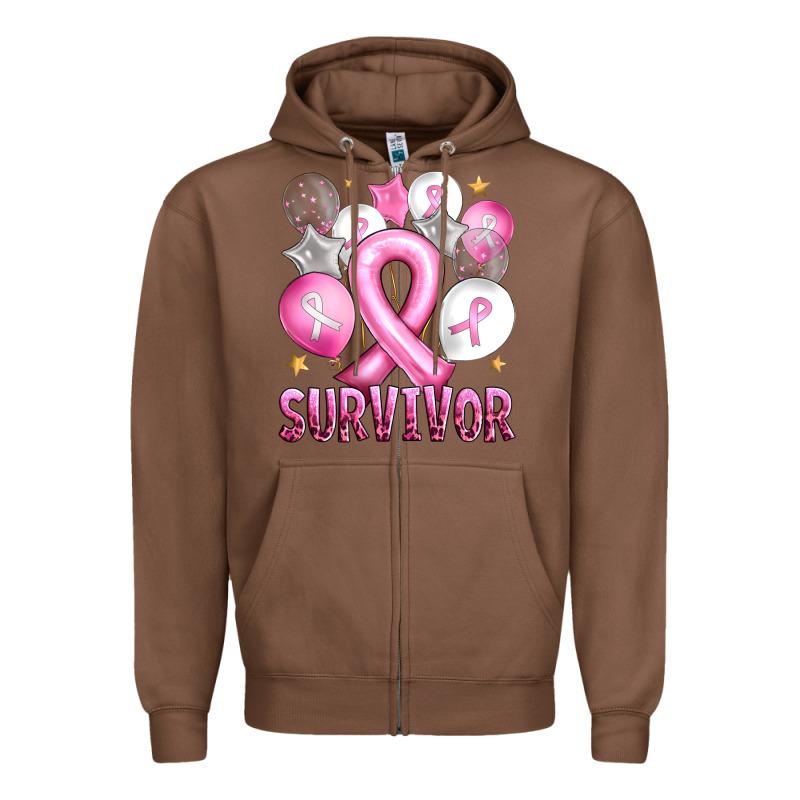 Balloons Cancer Ribbon Survivor Zipper Hoodie by Artiststas | Teevron