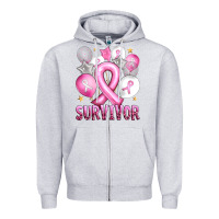 Heather Grey Balloons cancer ribbon survivor Zipper Hoodie - Artiststas