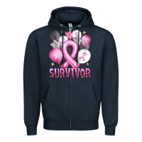 Navy Balloons cancer ribbon survivor Zipper Hoodie - Artiststas