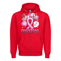 Red Balloons cancer ribbon survivor Zipper Hoodie - Artiststas