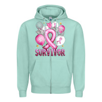 Seafoam Balloons cancer ribbon survivor Zipper Hoodie - Artiststas