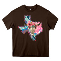 Chocolate Brown Texas Boho Bull Skull Heavy Core Tee - Bettercallsaul