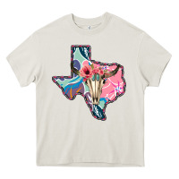 Cream Texas Boho Bull Skull Heavy Core Tee - Bettercallsaul