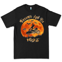 Black Halloween Witch On Motorcycle Cat & Moon Salem Witch Trials Premium Premium Tee - trangStudio