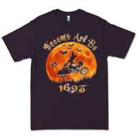 Plum Halloween Witch On Motorcycle Cat & Moon Salem Witch Trials Premium Premium Tee - trangStudio