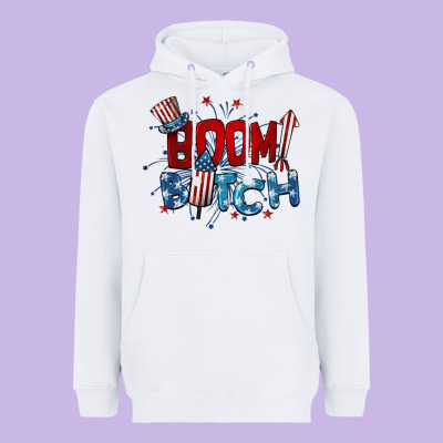 Boom Bitch 4th Of July Heavyweight Hoodie Designed By Barkaloodesign
