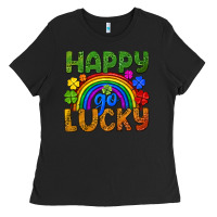 Black Happy go lucky LGBTQ+ Ladies Tee - NancyCooperArtShop