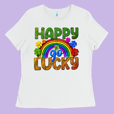 Happy Go Lucky Lgbtq+ Ladies Tee Designed By Nancycooperartshop
