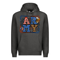 Charcoal Heather Army Veteran leopard frame 4th of July Premium Hoodie - LillyAllenDesigns