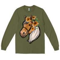Army Green floral horse Long Sleeve Tee - Jasminsmagicworld