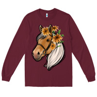 Burgundy floral horse Long Sleeve Tee - Jasminsmagicworld