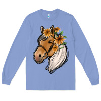 Colony Blue floral horse Long Sleeve Tee - Jasminsmagicworld