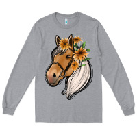 Heather Grey floral horse Long Sleeve Tee - Jasminsmagicworld
