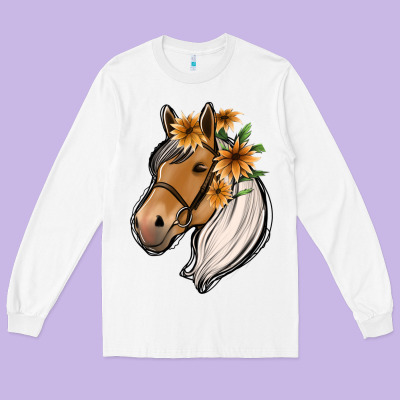 Floral Horse Long Sleeve Tee Designed By Jasminsmagicworld